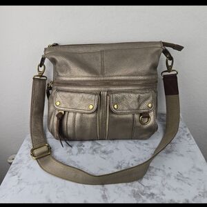 Fossil crossbody messenger bag metallic